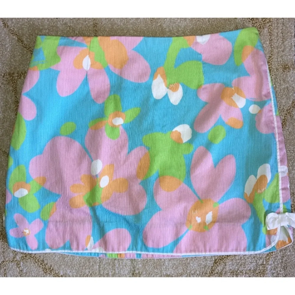 Lilly Pulitzer Floral Turquoise Pink Mini Skort Skirt Bows Womens 0 cottagecore - Picture 3 of 11